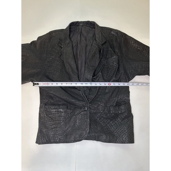 Vera Pelle Leather Jacket Women’s Black Zip Up Made In Italy Size 44 - Picture 8 of 12